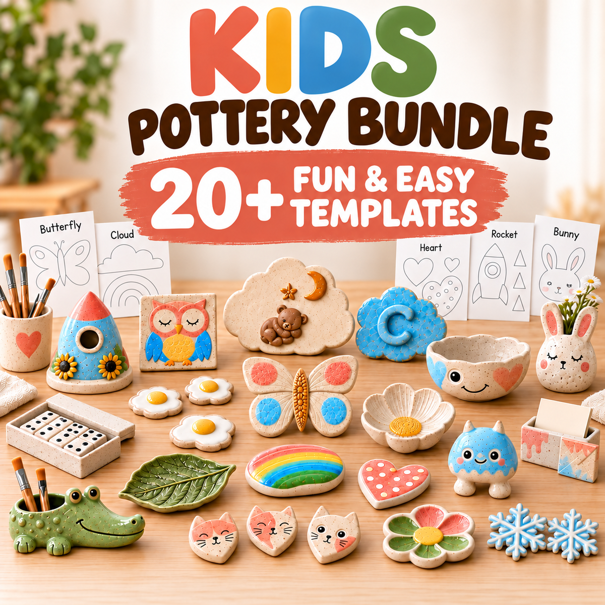 Kids Pottery Bundle - 20+ Printable Templates