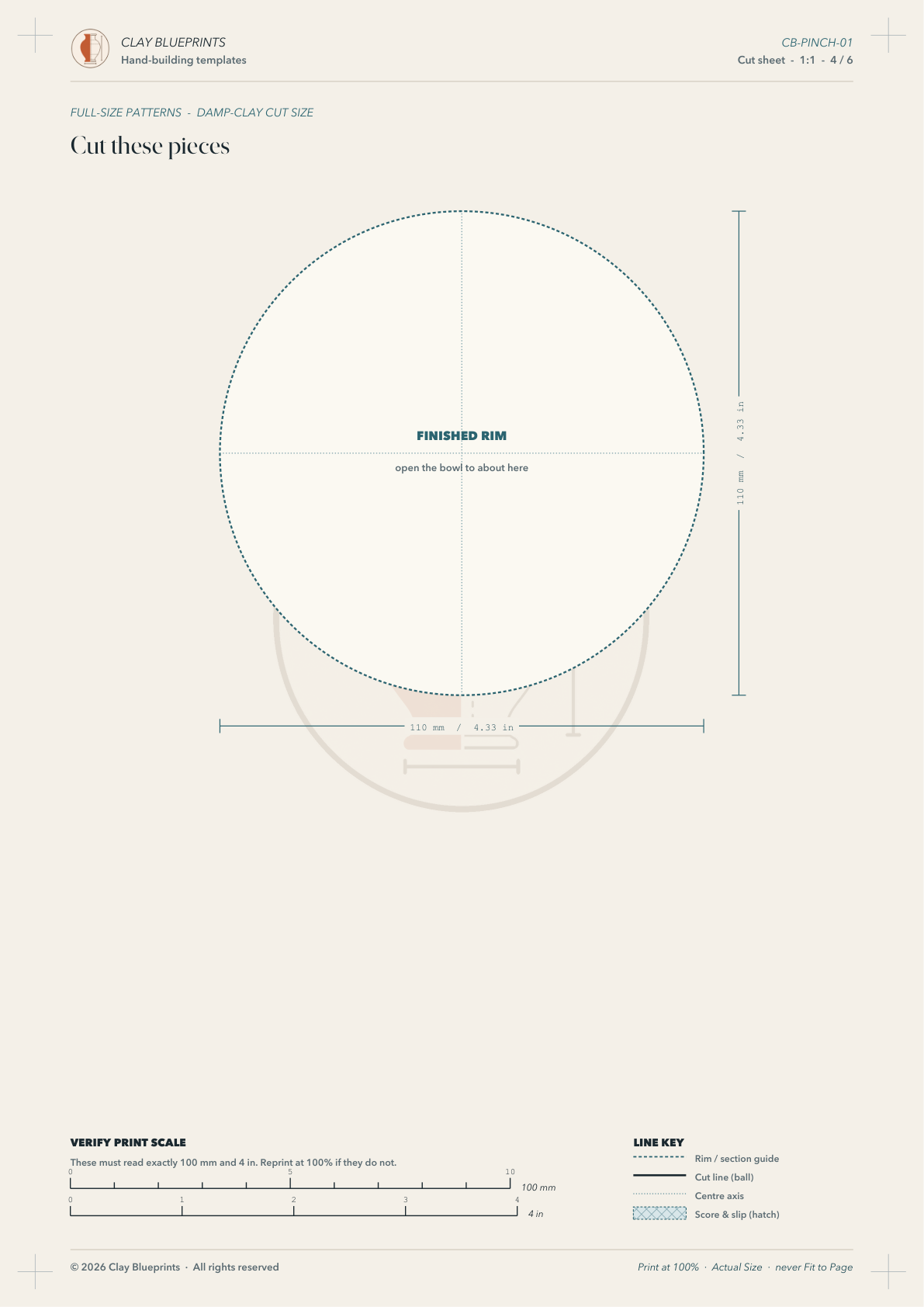 Pinch Bowl — Cut Sheet 1